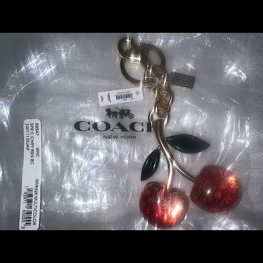 Coach Signature Cherry Keychain NWT